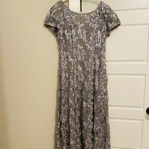 Alex Evenings Gray Floral Maxi Dress